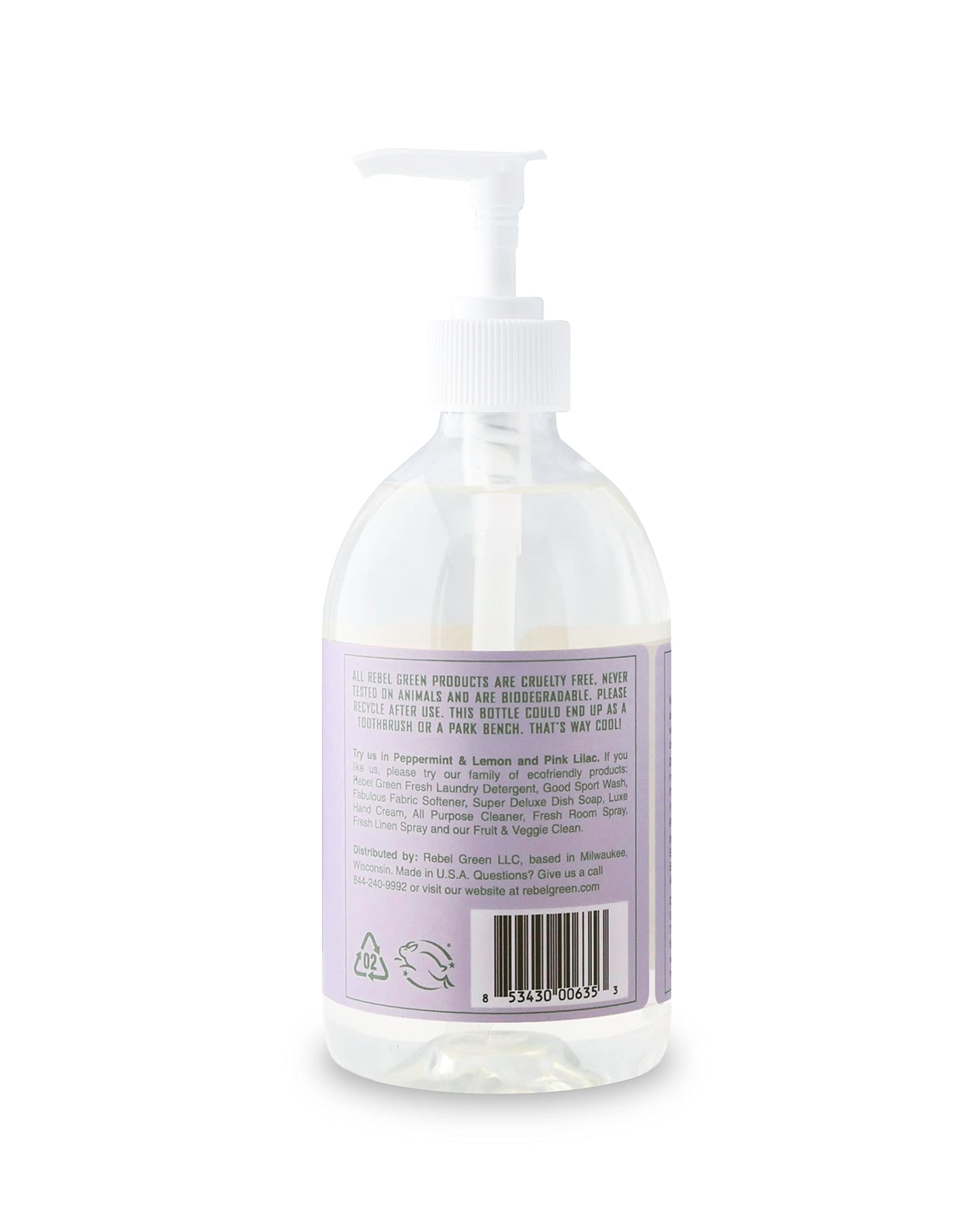 Rebel Green Liquid Hand Soap - Moisturizing Natural Bathroom & Kitchen Liquid Soap - Gentle Household Hand Wash (Lavender & Grapefruit, 16.90 Fl Oz (Pack of 4))