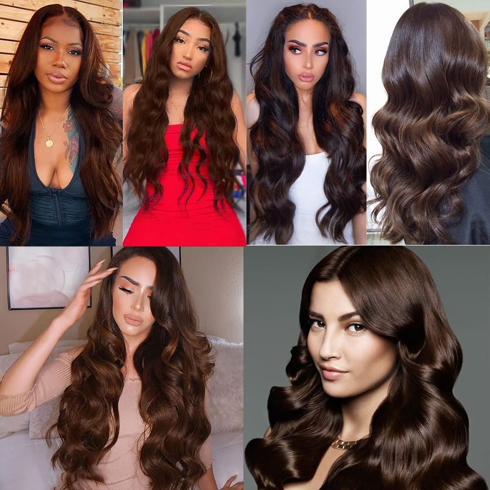Chocolate Brown Bundles Human Hair Color 4 Body Wave Bundles Niegmeag Brazilian Virgin Remy Hair Single Bundle 18 Inch Brown Body Wave Bundle 100g