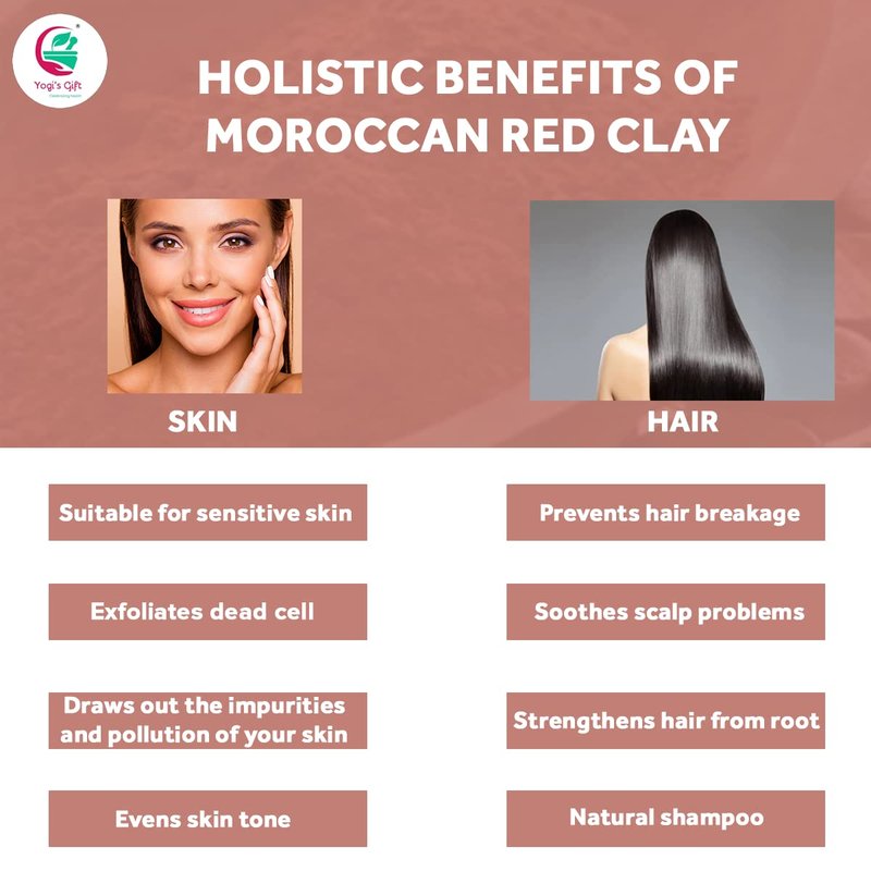 Moroccan Red Clay Powder - Raw Facial Mask for Deep Pore Cleansing & Skin Purification | 16 Oz