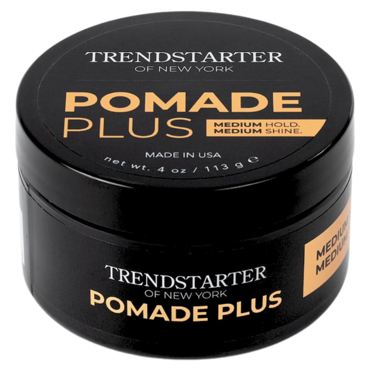 TRENDSTARTER Pomade Plus, 4 oz - Medium Hold and Shine, Premium Flake-Free Water-Based Hair Styling Gel for All Hair Types - Pack of 2 - Includes Argan Oil, Made in USA