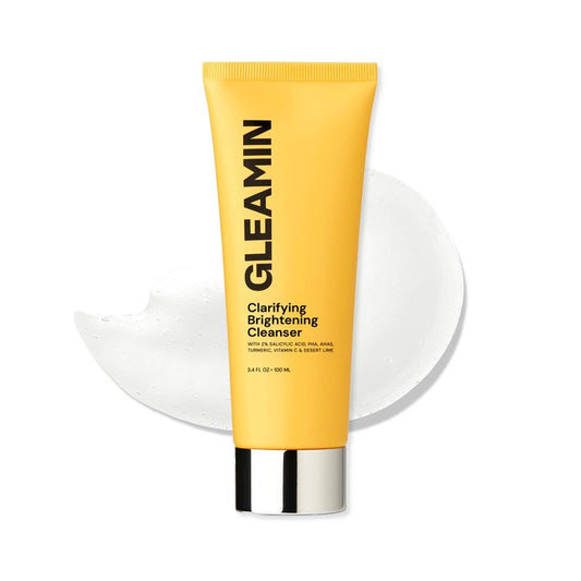 Gleamin Clarifying Brightening Cleanser - 2% Salicylic Acid with Vitamin C Facial Cleanser, PHA & AHA, Unclogs Pores, Gently Exfoliates for All Skin Types, Fragrance Free - 3.4 fl oz