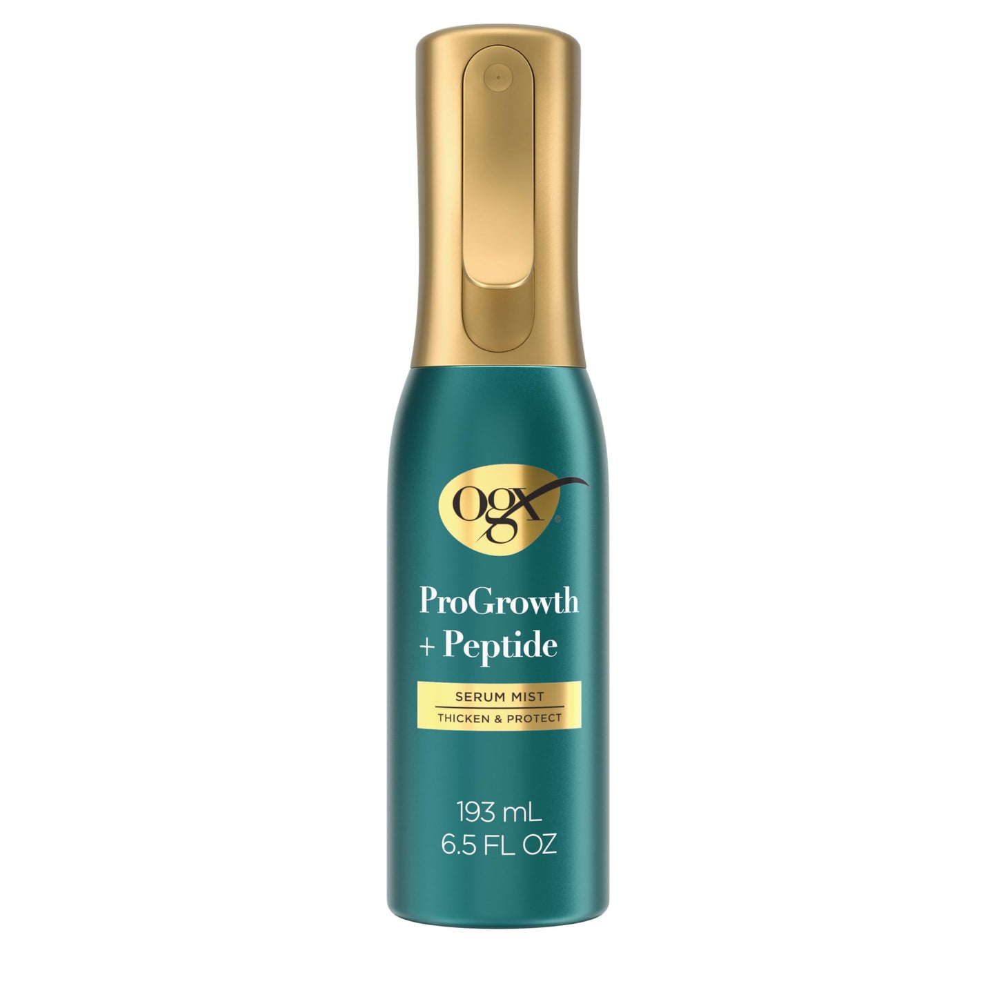 OGX ProGrowth + Peptide Serum Mist, Heat Protectant Spray Instantly Thickens Hair Root to Tip While Protecting from Breakage for Visibly Thicker, Fuller Hair, 6.5 fl. oz