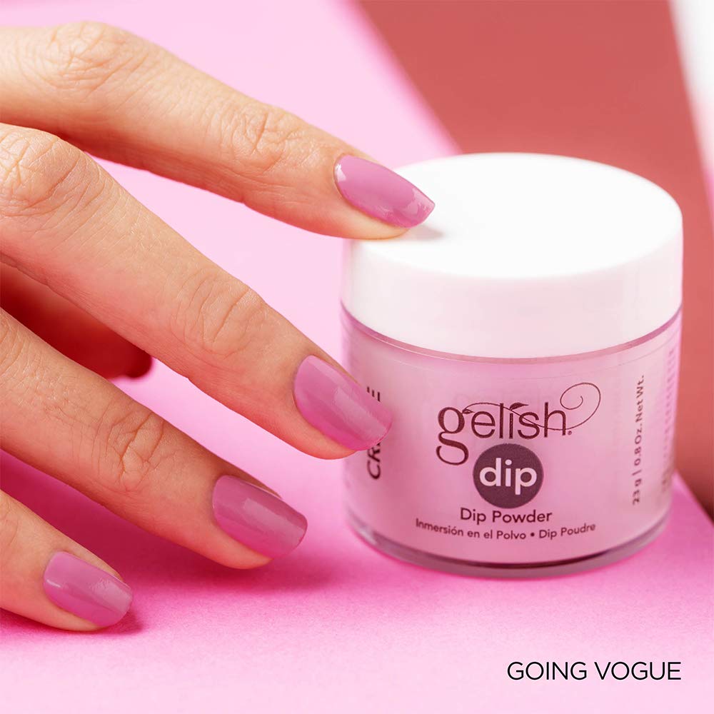 Gelish Going Vogue Dip Powder, Pink Nail Dip Powder, Vibrant Color, Professional Quality, High Shine, Chip-Resistant, 0.8 ounce.