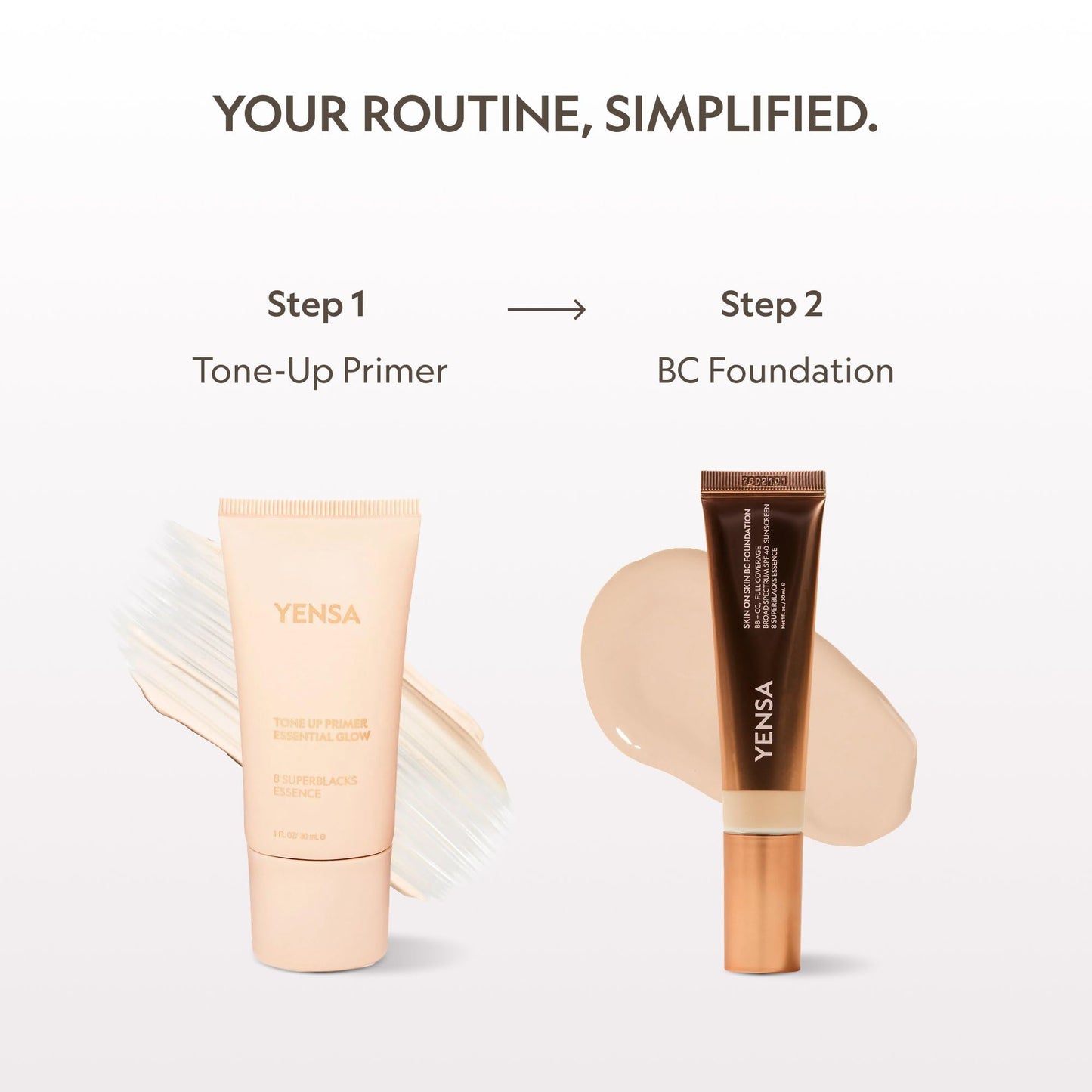 YENSA BC Foundation - Full Coverage Foundation, CC & BB Cream In One with SPF 40 - Enriched With Hyaluronic Acid & Peptides to Hydrate & Firm Skin - Korean Skin Care Makeup - Fair Cool (1 oz)