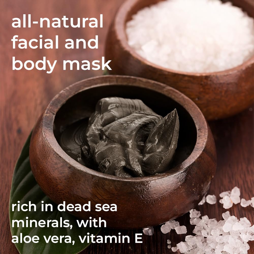 Natural Elephant Dead Sea Mud Mask - Deep Pore Cleansing for Face & Body - Acne, Blackheads, Oily Skin – 100% Natural Skin Care – Tightens Skin- for Woman and Men - 9oz (Pack of 2 (Two 9.9 oz Jars))
