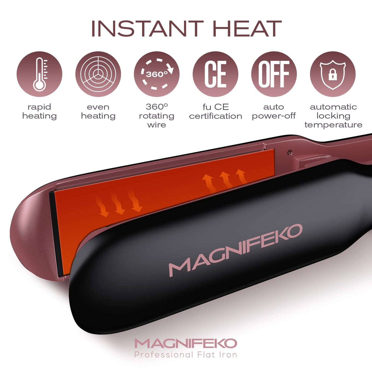 Magnifeko - Ceramic Hair Straightener - Flat Iron Hair Straightener – Hair Iron Straightener - plancha de Cabello Professional (Black)