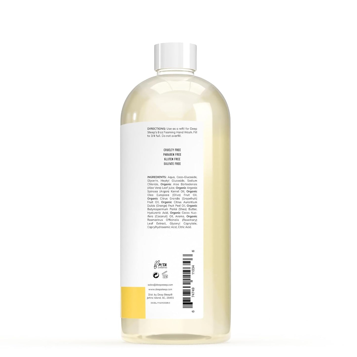 Deep Steep Foaming Hand Wash - Grapefruit Bergamot Refill | 33oz Gentle Aloe Cleanser with Argan Oil & Shea Butter