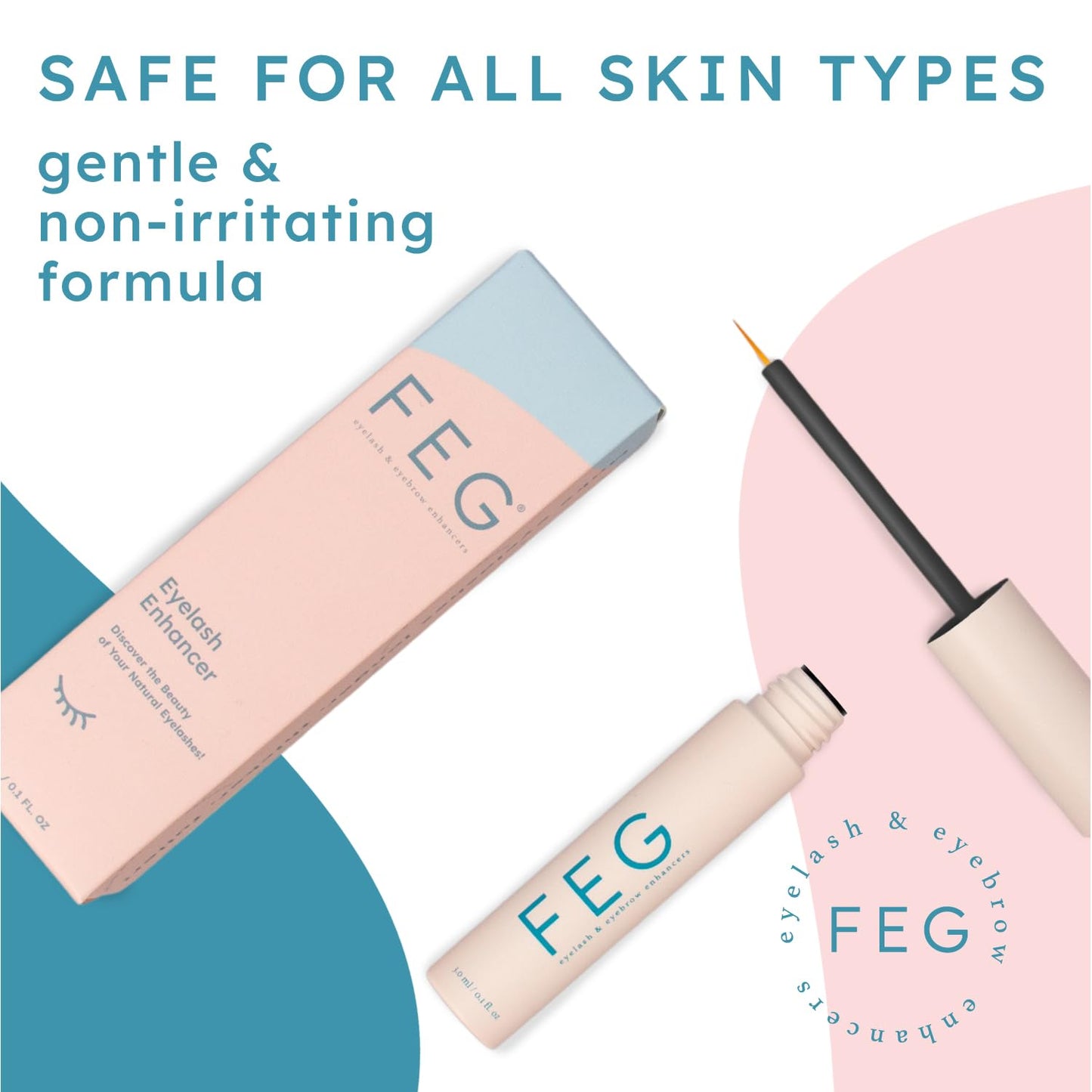 FEG Eyelash Enhancer Rapid Lash Growth Serum with Natural Ingredients | Lash Serum for Growing Thick, Full, and Long Eyelashes | Stimulates Natural Growth | 2-Pack of 3ml Tubes