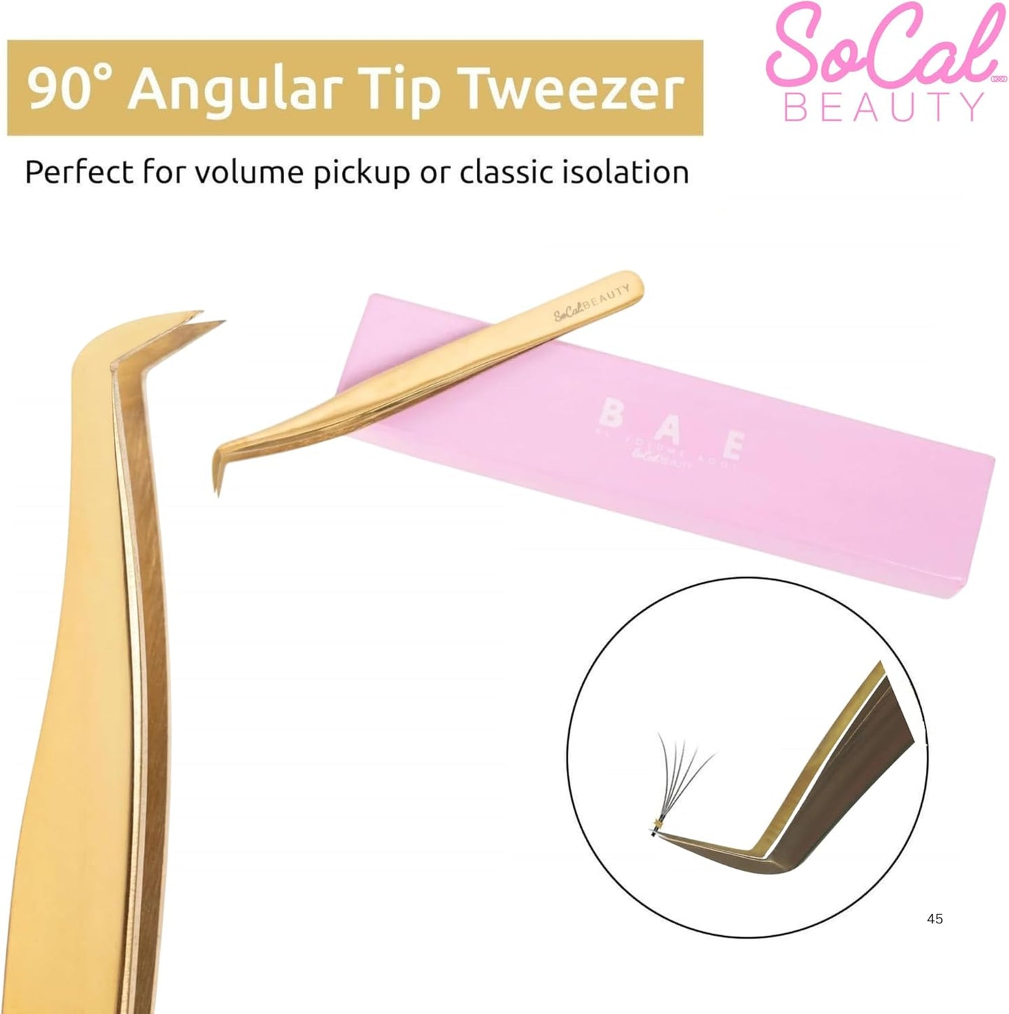 **Bae XL Volume Boot Tweezer - Professional Gold Tweezers for Mega Volume Lash Extensions | Extra-Long Design**