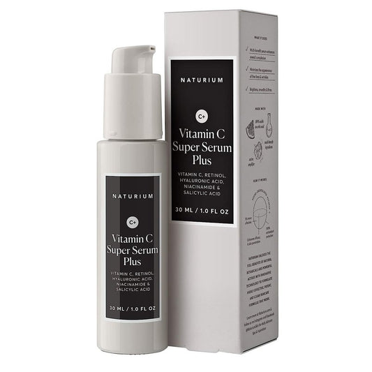 Naturium Vitamin C Super Serum Plus, Smoothing & Brightening Face Care, plus Retinol, Hyaluronic Acid, Niacinamide & Salicylic Acid