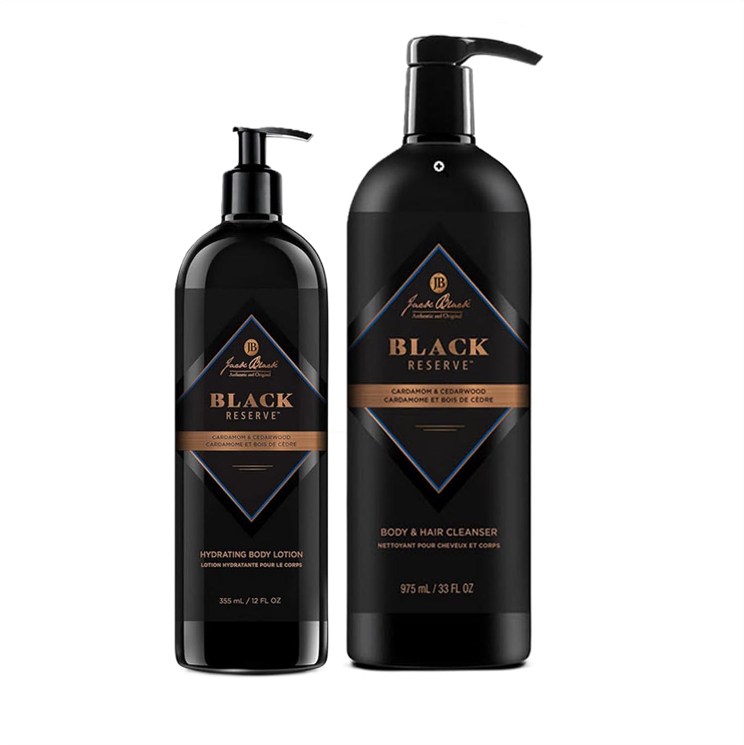 Jack Black - Black Reserve Body & Hair Cleanser, 33 Fl Oz – Dual-Purpose Men’s Cleanser Black Reserve Hydrating Body Lotion With Cardamom & Cedarwood, 12 Fl Oz.