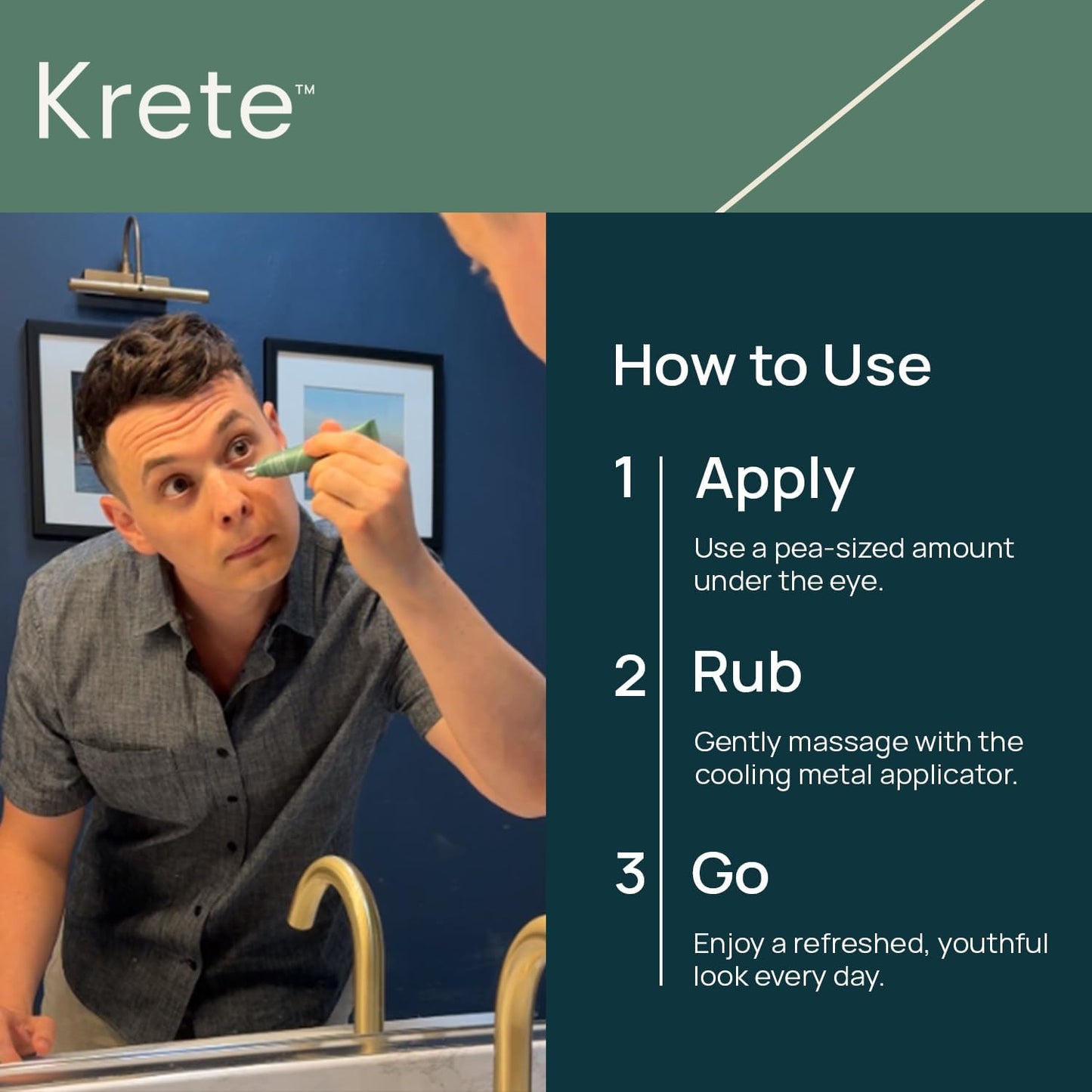 KRETE Cooling Under-Eye Stick | Liposomal Caffeine & Tripeptide-5 Formula for Dark Circles & Puffiness - 15ml