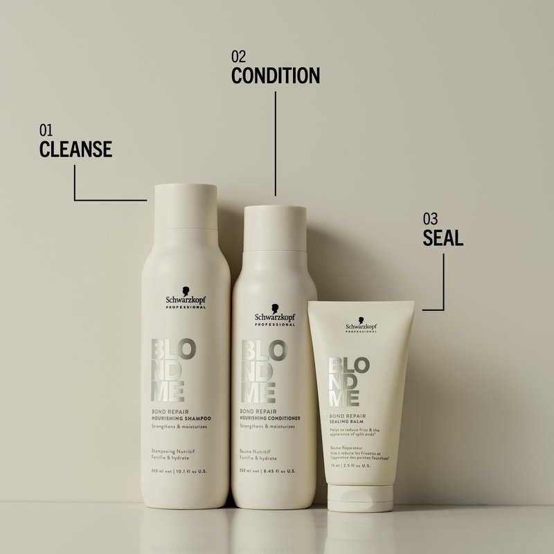 BlondMe Bond Repair Sealing Balm for Blonde Hair, 2.5 Fl Oz | Tame Split Ends & Reduce Frizz | Heat Protection | For Shiny, Smooth Blonde, Lightened, & Grey Hair