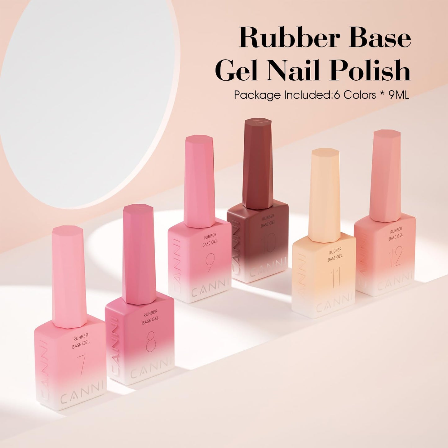 CANNI Rubber Base Gel Set - 6 Colors Milky White Clear Pink Nude Builder Nail Gel for Nail Strengthening, Soak Off UV LED for Natural Nails, DIY Manicure Salon Use Women & Girls