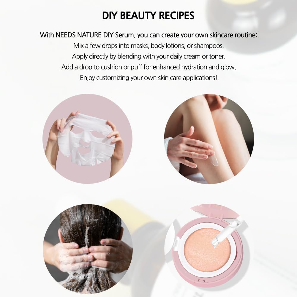 Beta-Glucan 100% Facial Serum for Face – NEEDS NATURE DIY Booster | Deep Hydration & Barrier Repair | Korean Skincare for Dry, Sensitive, or Damaged Skin | 20ml