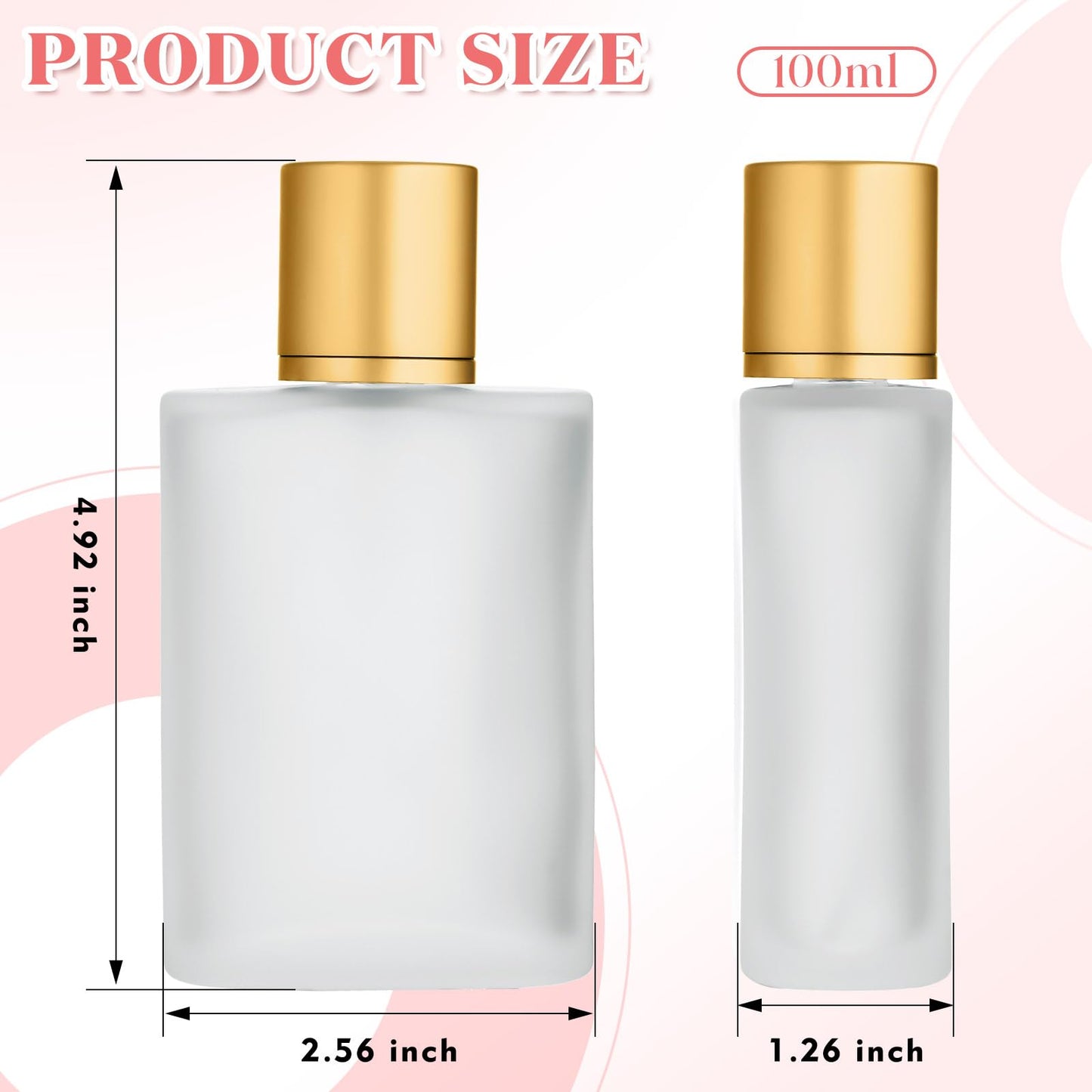 Tessco for you 12 Pcs 50/100ml Frosted Glass Bottle Perfume Atomizer Refillable Spray Empty Perfume Dispenser Fine Mist Atomizer Cosmetic Container for Travel Men Women (3.4 Ounces,Gold)