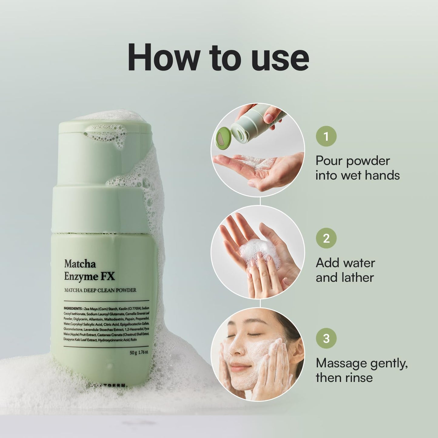 Matcha Enzyme Powder Cleanser, Gentle Exfoliating Face Wash,Kbeauty 1.76 oz