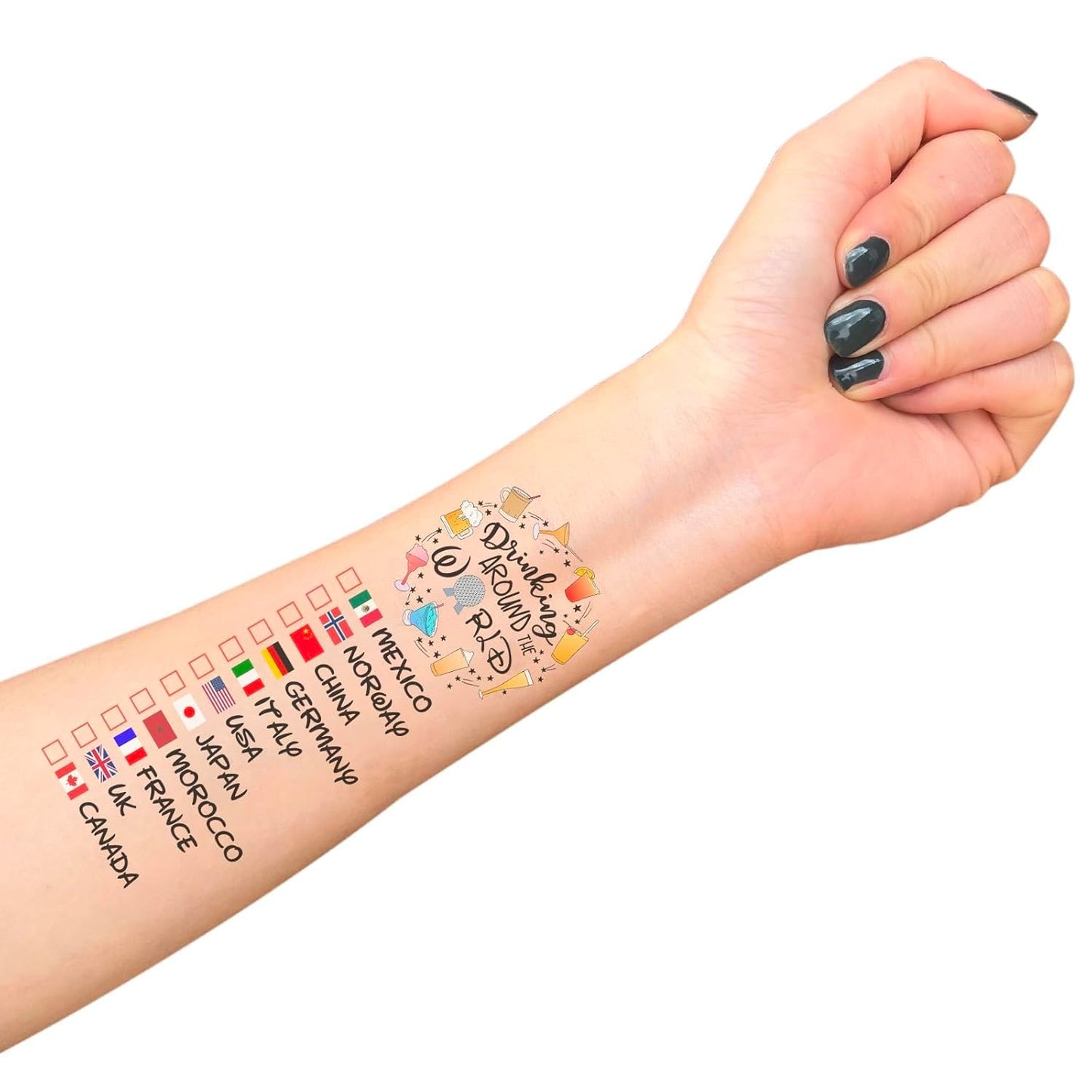 Drinking Around The World - Pack Of 10 Temporary Tattoo