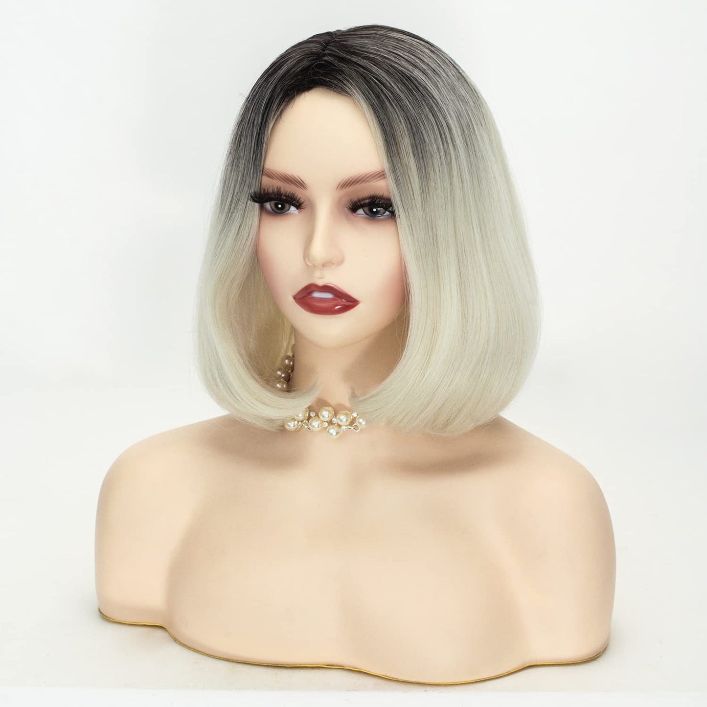 Short Curly Ombre Blonde Wig - Synthetic Bob for Halloween & Cosplay