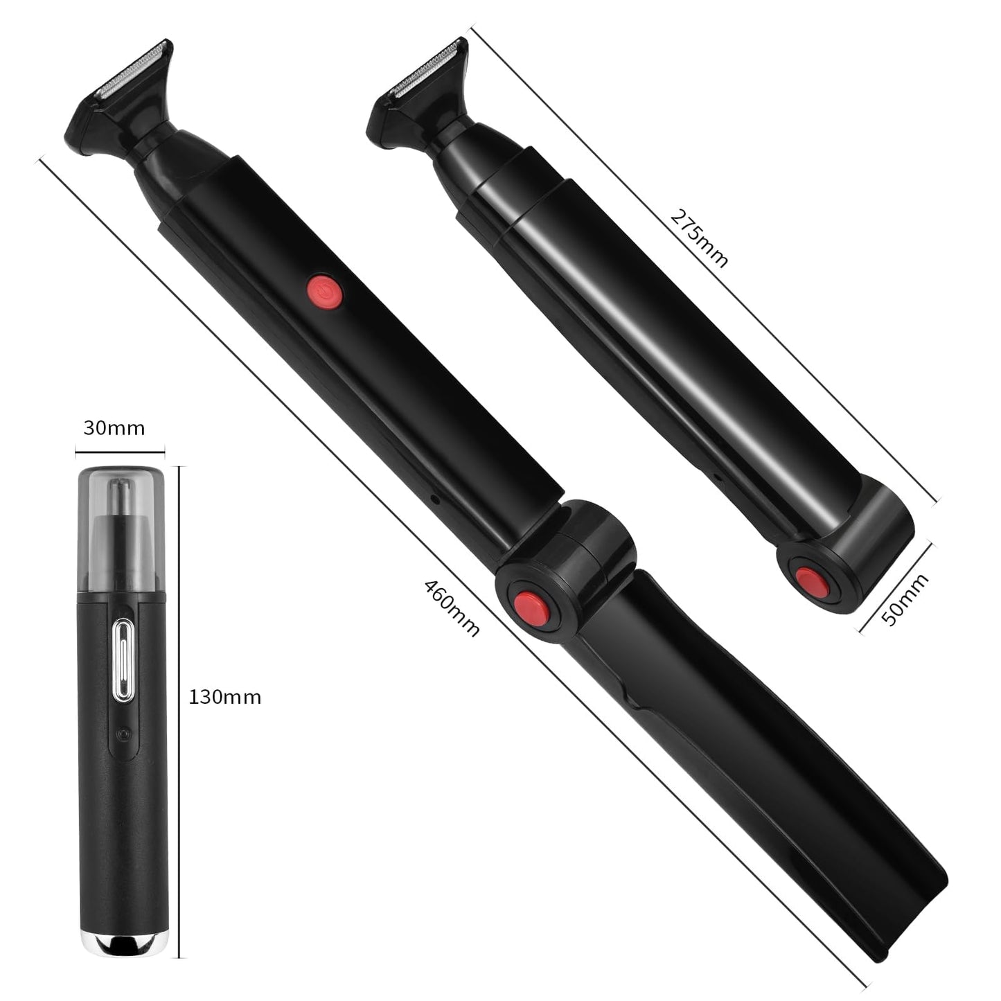 ETbyto Back Shavers for Men Long Handle，Multifunctional Self-Service Electric Back Hair Razor with Adjustable Handle，Men's Back Shaver wiht Nose Hair Trimmer Set and 2 Shock Absorber Flex