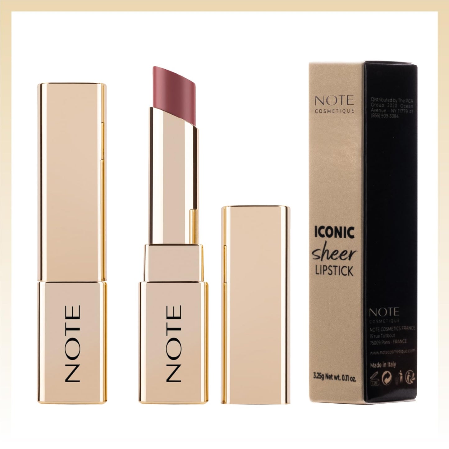 NOTE Cosmetique Iconic Sheer Lipstick - Hydrating Lipstick for Women - Balm-Like, Natural Sheer Finish Formula - 204 Ruler - 0.11 oz