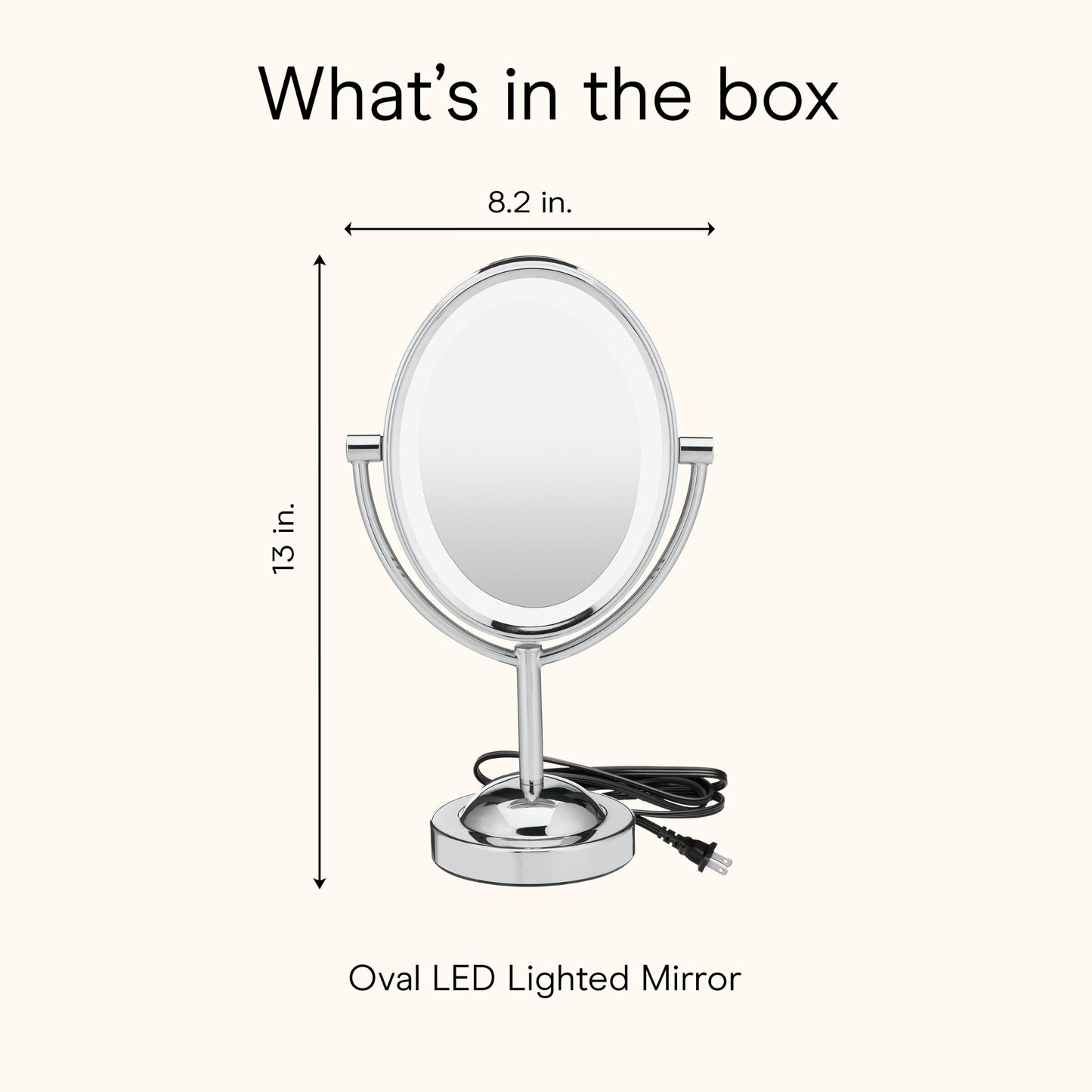 Conair Lighted Makeup Mirror, LED Vanity Mirror, 1X/7X Magnifying Mirror, Double Sided, Corded in Polished Chrome