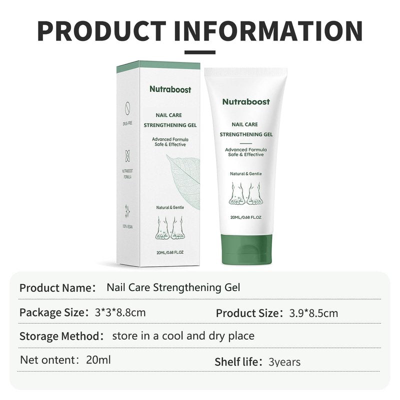 Natural Nail Care Gel, Nutraboost Strengthening Cuticle Serum for Damaged & Brittle Nails, 20ml (1 pcs) (2pcs)
