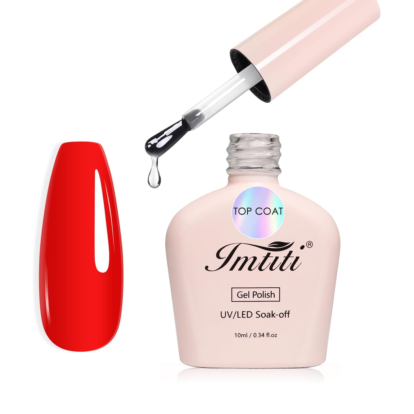 Imtiti Gel Nail Polish Top Coat - No Wipe Glossy Shine Finish Long Lasting 10ml Soak Off UV LED Clear Gel for Salon Quality Nail Art Design at Home
