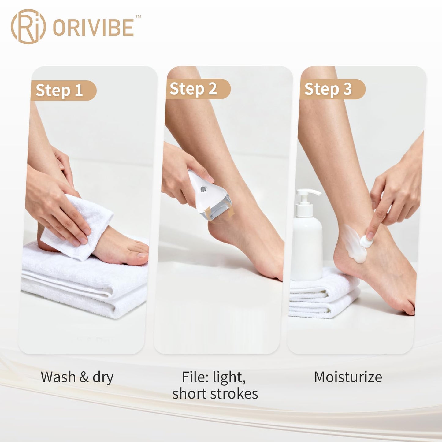 Orivibe Electric Foot Callus Remover for Feet - Rechargeable Pedicure Tools, 2-Speed Electric Foot File with Washable Rollers, Instant Dead Skin Remover & Foot Care Gift for Women and Men