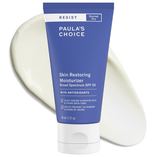 Paula's Choice RESIST Skin Restoring Moisturizer SPF 50, UVA & UVB Protection, Shea Butter & Niacinamide, Anti-Aging Sunscreen for Dry Skin, 2oz