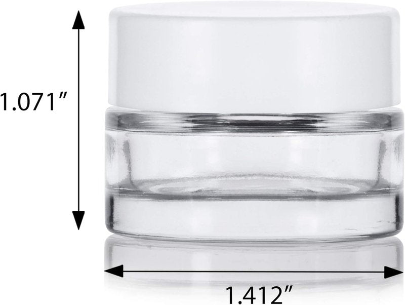 Clear Glass Balm Jars - 0.25 Oz Thick Wall with Foam Lined Lids | 12 Pack
