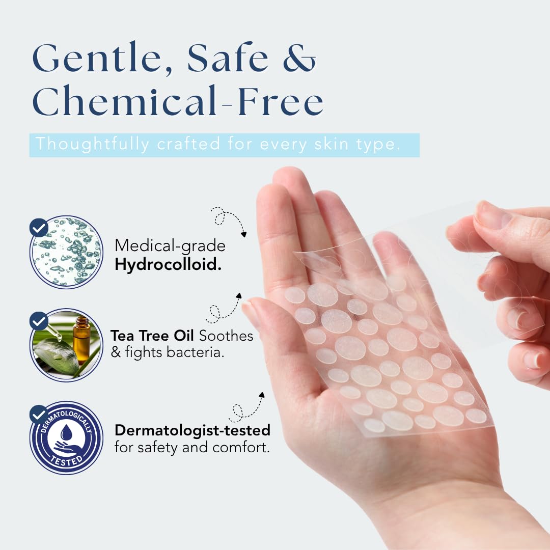 SKINSENPAI™ Pimple Patches – 120 Count Ultra-Thin & Transparent Hydrocolloid Stickers – Gentle Patches for Face and Skin Care – Spot Stickers for Day and Night Use