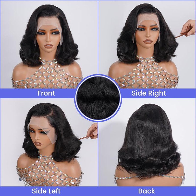 Human Hair Lace Front Wig - 13x4 Body Wave HD Transparent Lace | 180% Density, Pre-Plucked, 12 Inch Natural Color