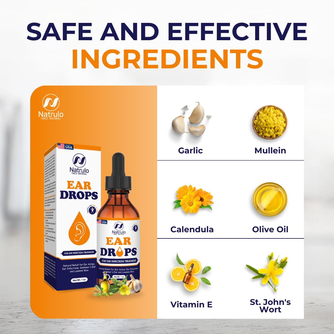 Natural Ear Drops for Ear Infection – Herbal Eardrops for Adults, Children & Pets – Soothes Discomfort, Ear Aches, Itchy Ears, Swimmer's Ear, & Loosens Wax – Kids Safe Ear Oil Made in USA