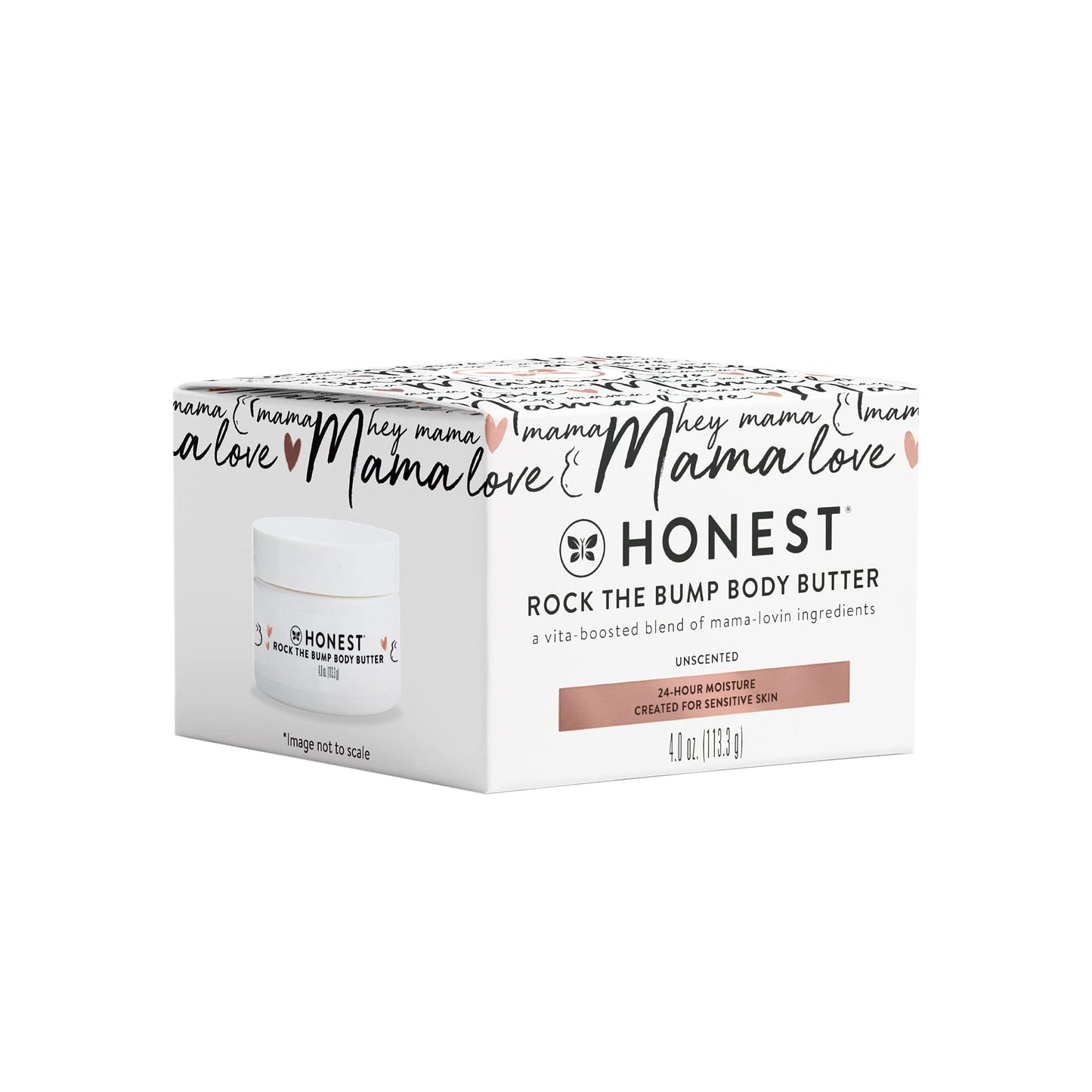 The Honest Company Mama Rock Bump Body Butter Moisturizing Stretch Mark Cream, Shea Avocado Oil, Vitamin E, Hypoallergenic and Dermatologist Tested, 4 oz