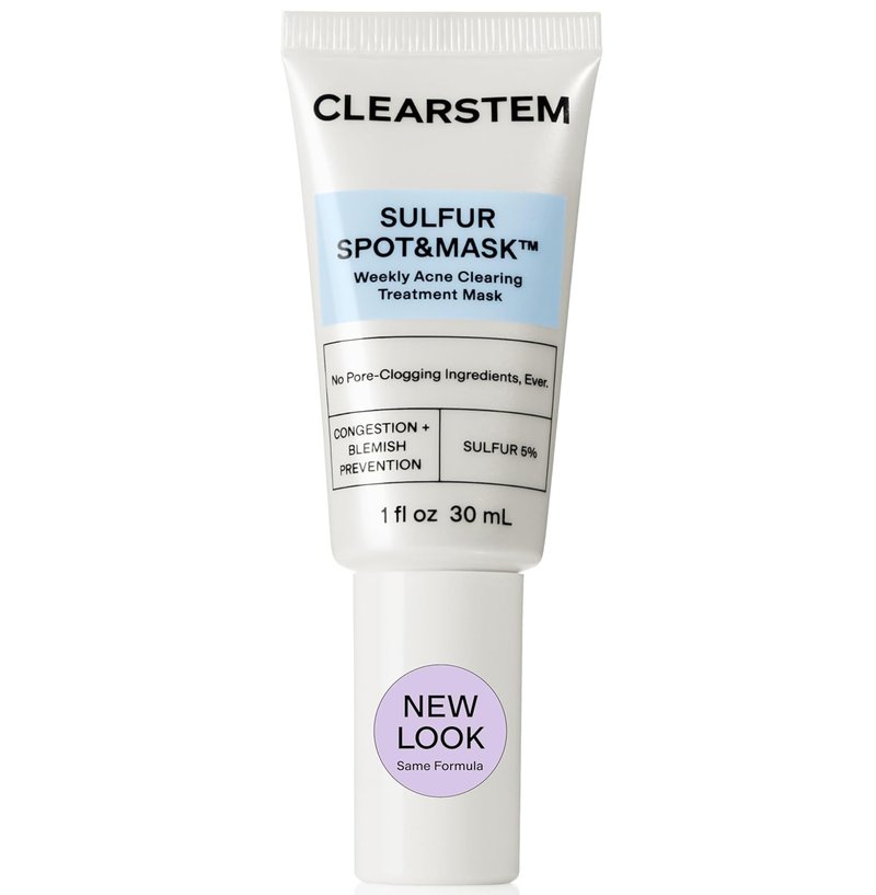 CLEARSTEM Sulfur Spot & Mask | Acne-Fighting Face Mask with Kaolin Clay & Glycolic Acid for Clear Skin - Weekly Treatment