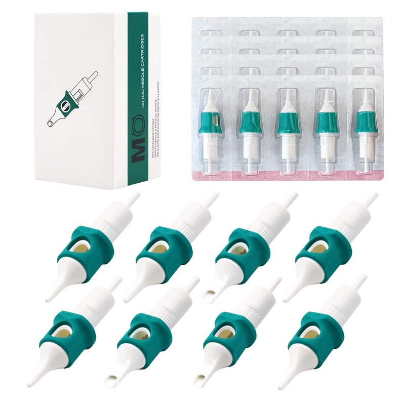 MO MOLONG Tattoo Cartridge Needles 40Pcs Disposable Standard Tattoo Needles Kit Mixed Size Tattoo Cartridges with Membrane and Finger Ledge 1003RL 1205RL 1207RL 1209RL 1207RS 1209RM 1215RM 1211M1