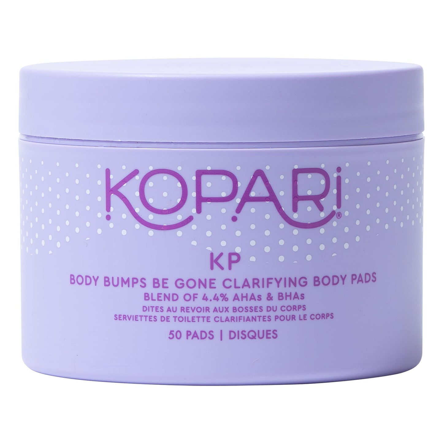 Kopari KP Body Bumps Be Gone Clarifying Body Pads with 4.4% AHAs & BHAs | Reduces the Appearance of Pores and Bumps | Brighten Dark Spots & Smooths Skin Texture | 50 Pads