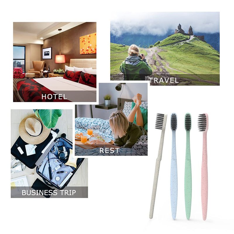 DR PERFECT Prepasted Wheat Charcoal Toothbrush Individually Wrapped with Sealed Paper Bag Pack of 144 (144)