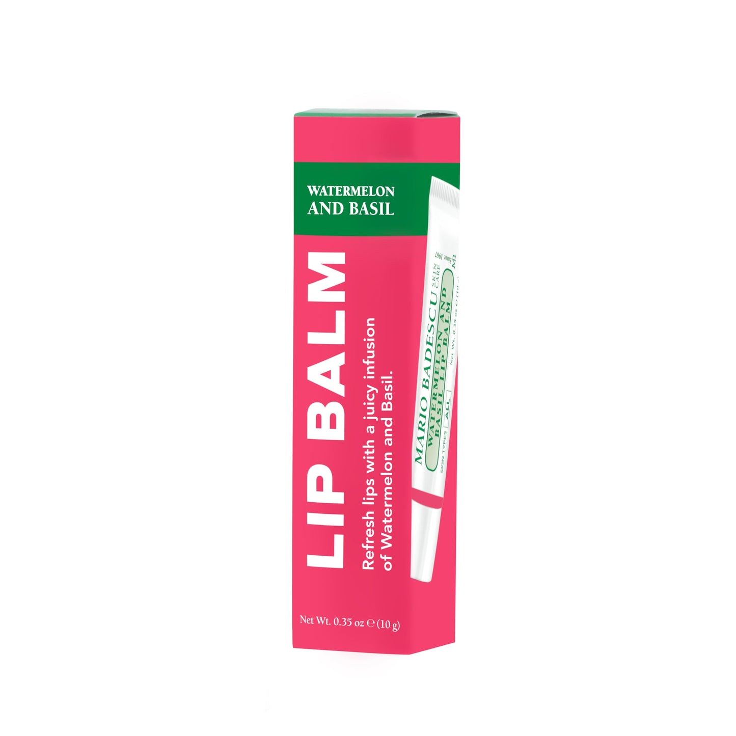 Mario Badescu Moisturizing Watermelon & Basil Lip Balm for Dry Cracked Lips, Infused with Coconut Oil and Shea Butter, Ultra-Nourishing Lip Care Moisturizer for Soft, Smooth and Supple Lips, 0.35 Oz