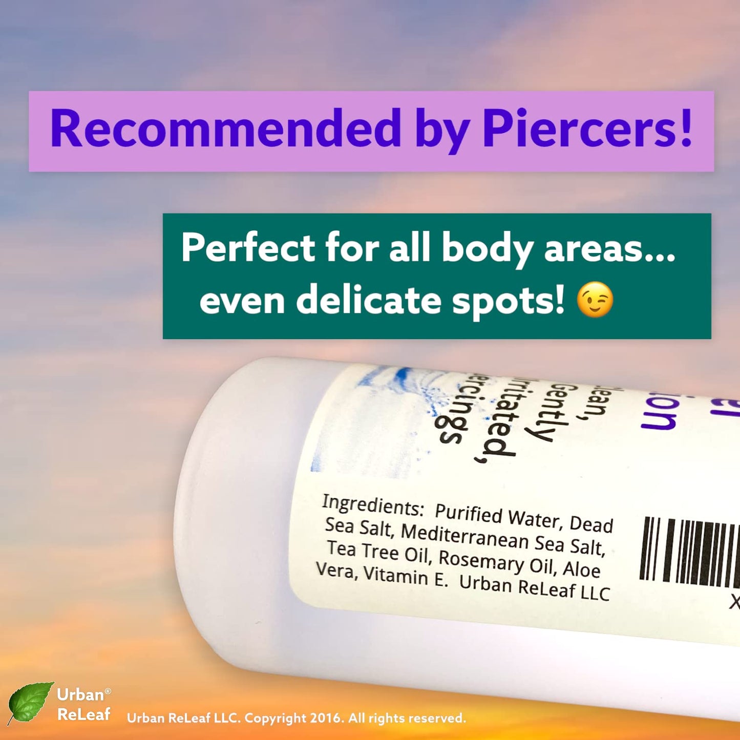 Set of Urban ReLeaf Piercing Relief Solution & Sea Salt Concentrate ! Gentle, Effective Aftercare and Refill Salts. Fast Help for Irritated, Bumpy, Fussy & Problem Piercings, 100% Natural Soothing
