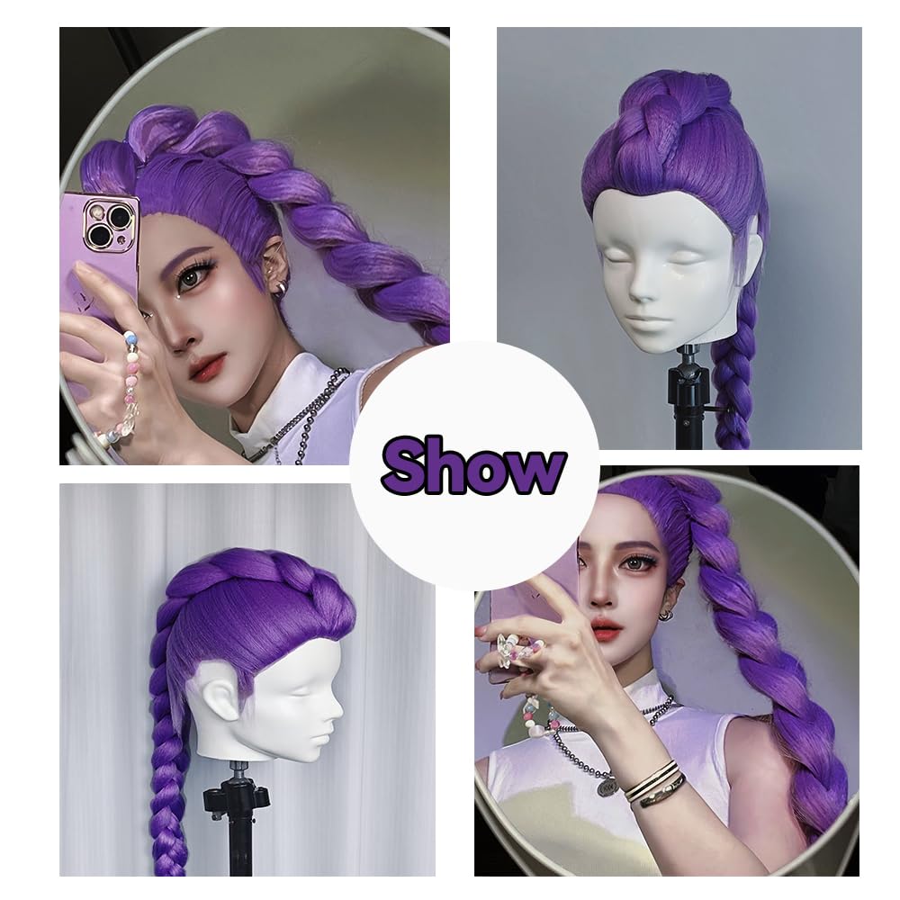 Long Purple Braiding Hair -24 Inch Braiding Hair Pre Stretched Synthetic Braiding hair Extensions for Braids for Party Halloween Costume Cosplay (Purple, 24 Inch)