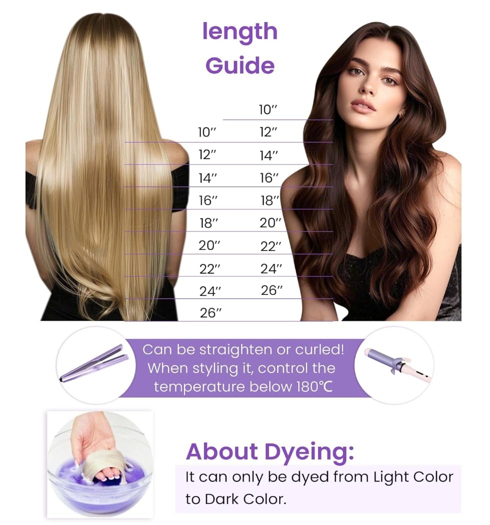 LaaVoo U Tip Hair Extensions - Platinum Blonde Real Human Hair | 16 Inch Remy 1g/1s 50g/Pack