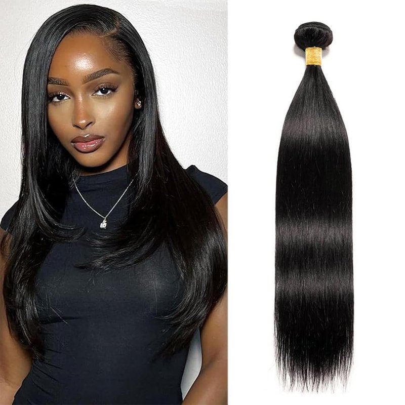 Straight Human Hair Bundles 24 Inch Straight Single Bundle #1B Natural Black Human Hair Unprocessed Native Virgin Hair 100g Total Double Weft Weave Crochet Human Hair Extensions for Women