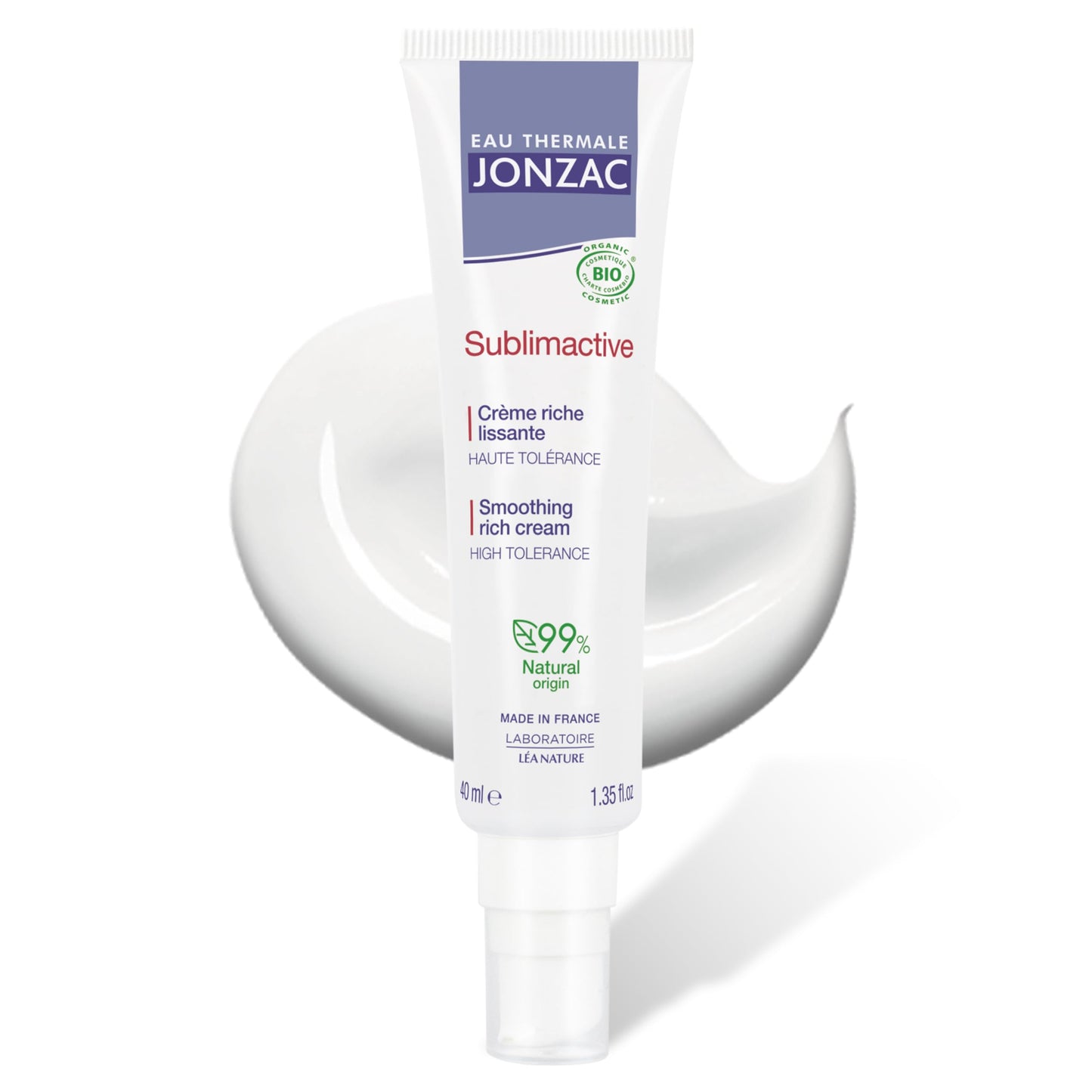 JONZAC Eau Thermale Sublimactive Organic Anti-Aging Smoothing Rich Cream for Women - Firms and Smooths Skin - with Shea Butter - Natural Skin Care - Safe for Sensitive Skin - 1.35 Fl Oz