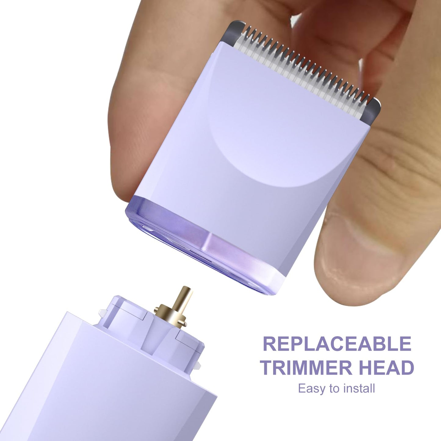 OLOV Electric Body Hair Trimmer - Groin Trimmer for Men - Bikini Trimmer Women - Wet/Dry Shaver Groomer, Replaceable Ceramic Blade Heads, Waterproof Hygiene Razor, Purple