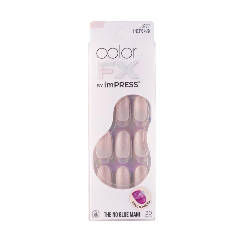 KISS Impress Color FX No Glue Mani 30 Pcs Press on Nails, Medium False Nails, Metallic Chrome & Cat Eye, Peel & Press, Hassle-Free Removal, Includes Manicure Stick, Prep Pad & File (Focus, Medium)