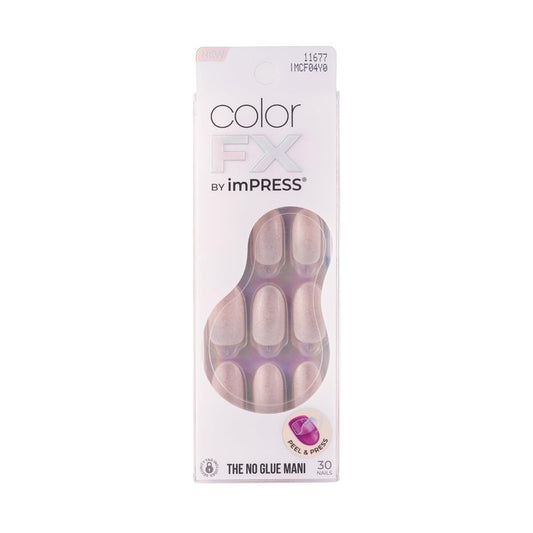 KISS Impress Color FX No Glue Mani 30 Pcs Press on Nails, Medium False Nails, Metallic Chrome & Cat Eye, Peel & Press, Hassle-Free Removal, Includes Manicure Stick, Prep Pad & File (Focus, Medium)