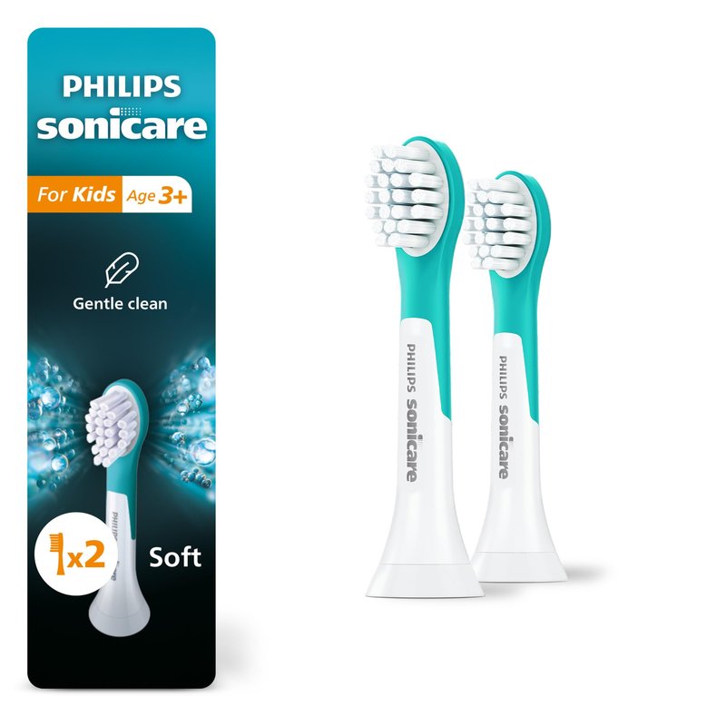Philips Sonicare for Kids - Genuine Replacement Electric Toothbrush Heads, Compact Size, for Kids Aged 3+, 2 Pack, HX6032/94