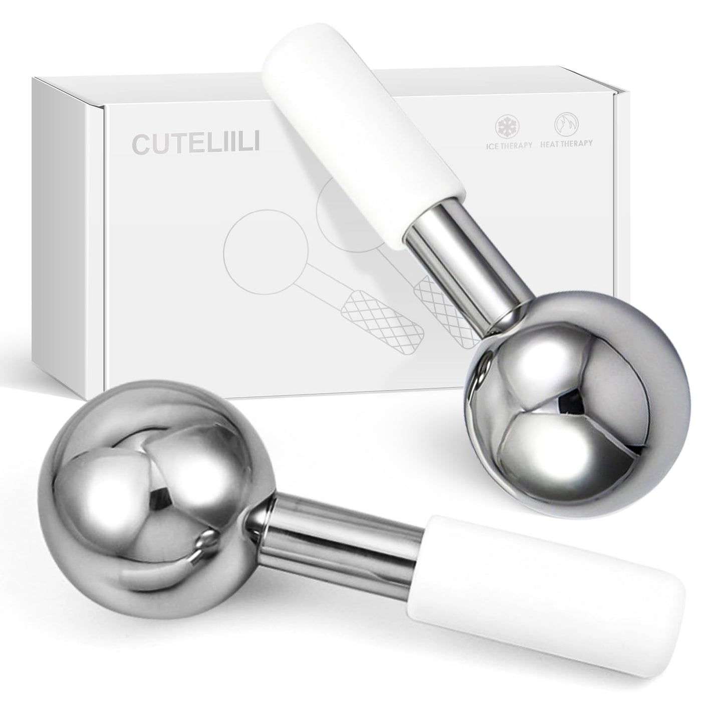 CUTELIILI Ice Globes for Face, Unbreakable Stainless Steel Ice Globes for Facials for Puffiness, Wrinkles,Ice Balls for Face Neck & Eyes Skin Care